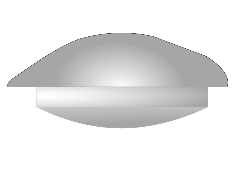Illustration of a patella where the rear surface has been removed and replaced with a plastic button.