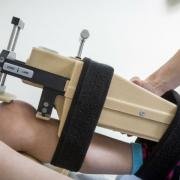 KT2000 arthrometer for measuring laxity of the cruciate ligaments.